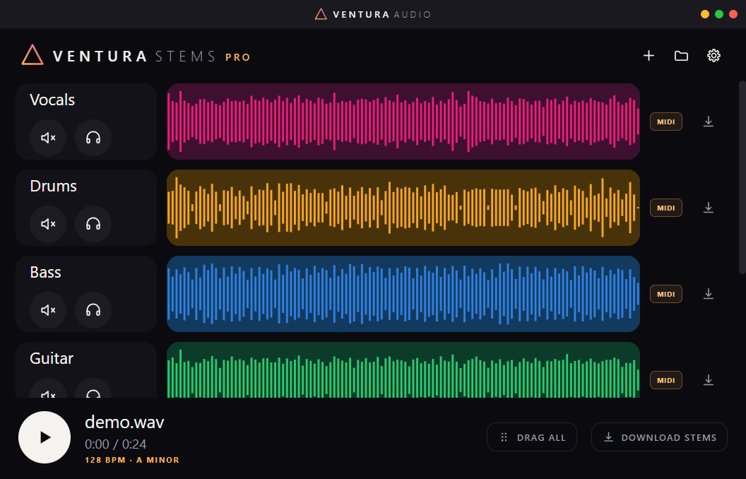 VENTURA STEMS PRO - interface